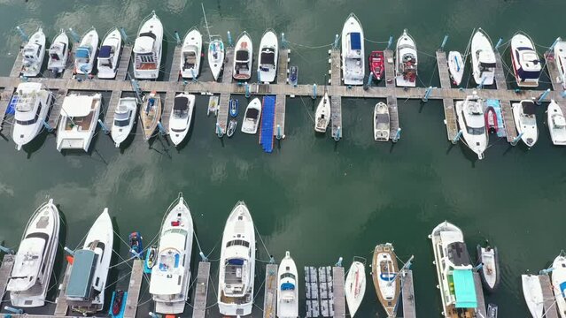 Aerial view of yacht club in Busan city South Korea 