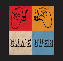 Game over style with gaming, t-shirt design vector image.