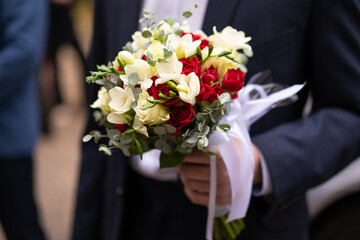 beautiful photo closeup wedding flower bouquet