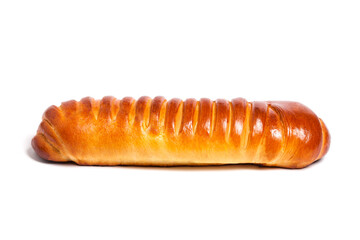 Isolated delicious fresh bread sweet roll on a white background
