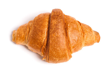 tasty fresh croissant on white background