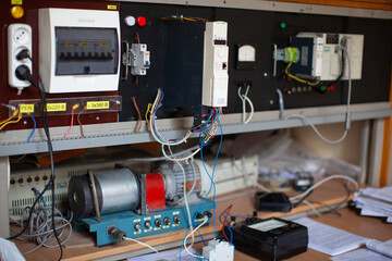 engineers work with electrical measuring devices