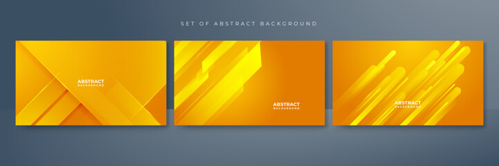 Minimal geometric background. Orange elements with yellow gradient. Dynamic shapes composition. Vector illustration