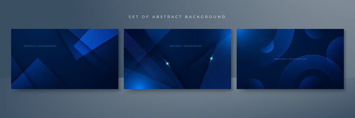 Fototapeta premium Set of abstract blue background poster with dynamic. technology network Vector illustration.