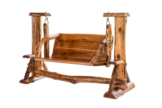 Wooden swing bench.