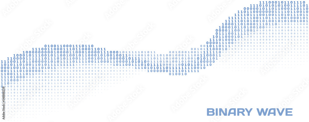 Fototapete Simple blue binary wave. Vector graphics