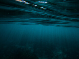 underwater light rays in ocean