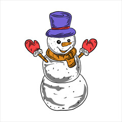 snow man and christmas doll attribute for christmas day icon vector