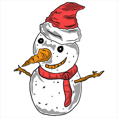 snow man and christmas doll attribute for christmas day icon vector
