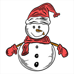 snow man and christmas doll attribute for christmas day icon vector