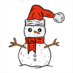 snow man and christmas doll attribute for christmas day icon vector