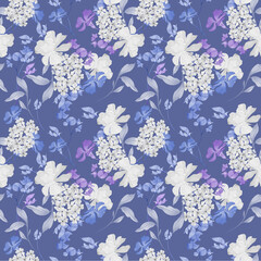 Blue Floral Seamless Pattern. Big Floral With trendy color Good for fashion, print, branding, invitation and more. 