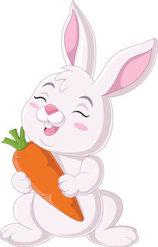 Cartoon little bunny holding a carrot