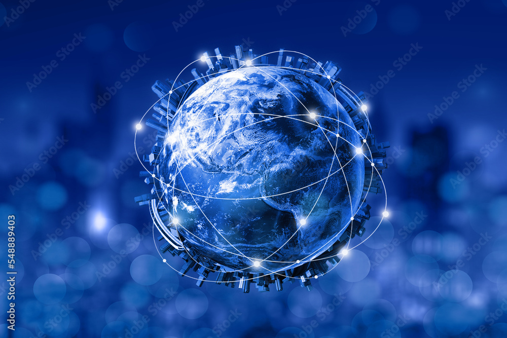 Fototapete abstract futuristic technology background. wireless network and connection technology concept. techn