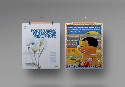 Poster Mockup 50 x 60 Hanging Hanger 2