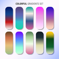 Vibrant colorful gradients pallete. An example of a bright color swatches. 