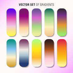 Vibrant colorful gradients pallete. An example of a bright color swatches. 