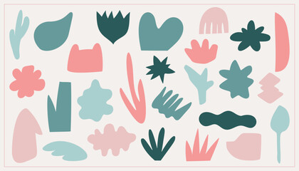 Fototapeta na wymiar Set of beauty hand drawn various shapes and doodle objects. Abstract modern trendy vector