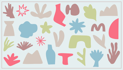 Obraz na płótnie Canvas Set of beauty hand drawn various shapes and doodle objects. Abstract modern trendy vector