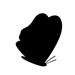 Butterfly silhouette icon. Sticker for social networks and messengers. Symbol of summer and spring seasons. Educational materials for children. Learning and training. Cartoon flat vector illustration