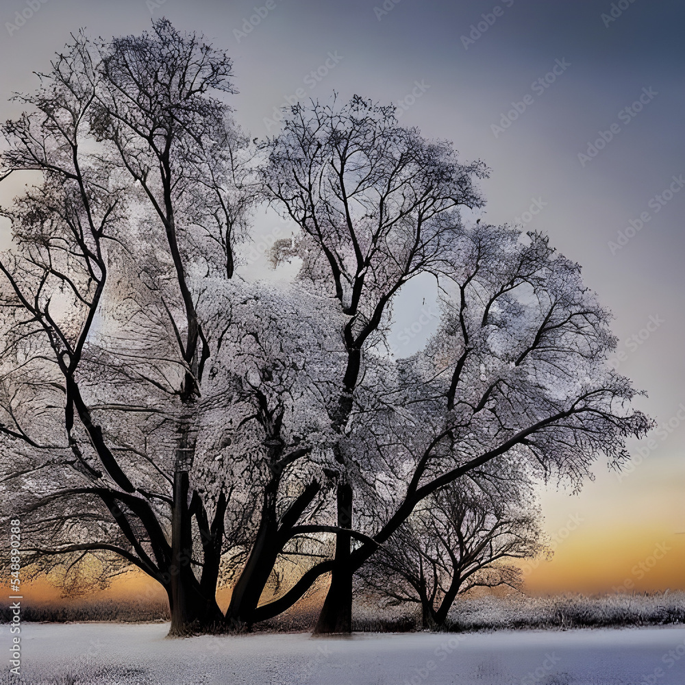 Wall mural tree in the snow