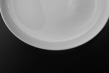 empty white plate on black background