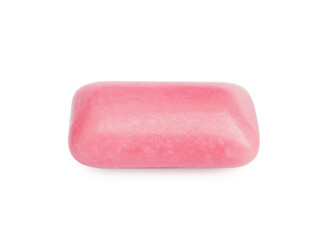 One pink chewing gum isolated on white