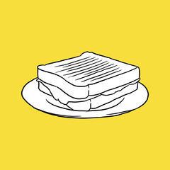 Toast Icon, Drawing, Sketch and Vintage style.