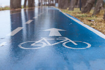 Blue bicycle lane 