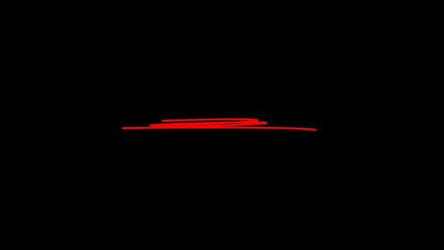 red marker line animation, alpha channel