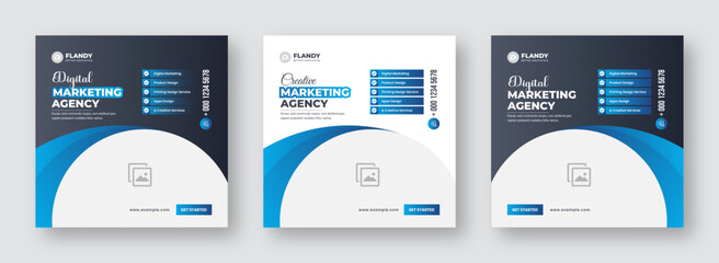 Digital business marketing social media post template. Digital business marketing banner for social media post. Business social media banner template. Digital marketing agency social media post design