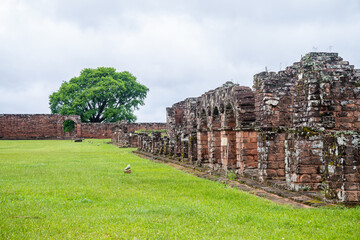 Fototapeta na wymiar old ruins of santisima trinidad monastery in encarnacion, paraguay.