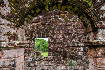 old ruins of santisima trinidad monastery in encarnacion, paraguay.