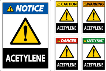 Danger Acetylene Sign On White Background