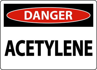 Danger Acetylene Sign On White Background