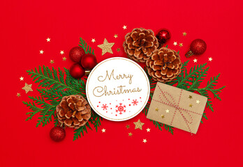 Christmas greeting card with Christmas decoration elements