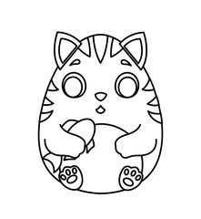 Black cat egg icon. Charming and adorable pet, cute kitten. Logotype for companies and organizations, branding. Toy or mascot for children. Creativity and art. Cartoon flat vector illustration