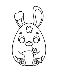 Black rabbit egg icon. Forest dweller with big ears. Poster or banner for website. Easter and international holiday, religion, culture and traditions concept. Cartoon flat vector illustration