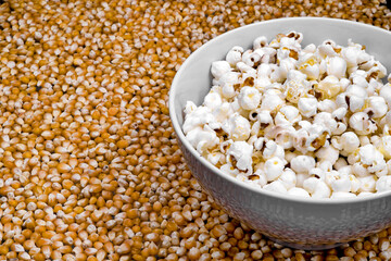 Popcorn bowl with dried corn kernels