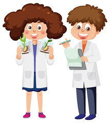 Scientist kids doing science experiment