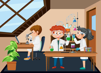 Student doing science experiment in laboratory