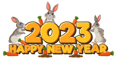 Happy New Year 2023 with cute rabbit