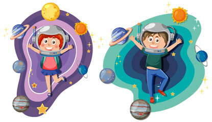 Astronomy kids cartoon characters