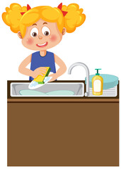 Girl washing the dishes