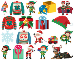 Christmas characters and elements set