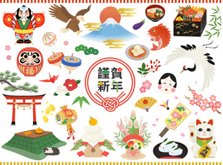 正月セット_ベクターイラスト