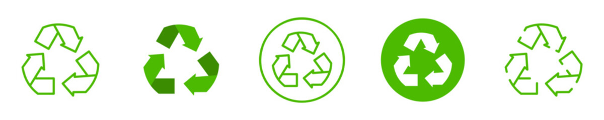 Conjunto de iconos de reciclaje. Cuidado del planeta. Reutilizar, reducir, biodegradable, conservación. Ilustración vectorial © Frank