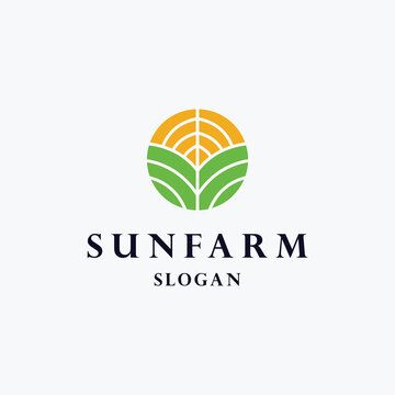 Sun farm logo template vector illustration design