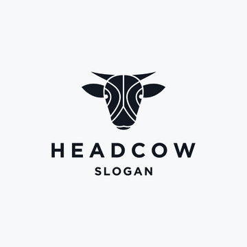 Head cow logo template vector illustration design