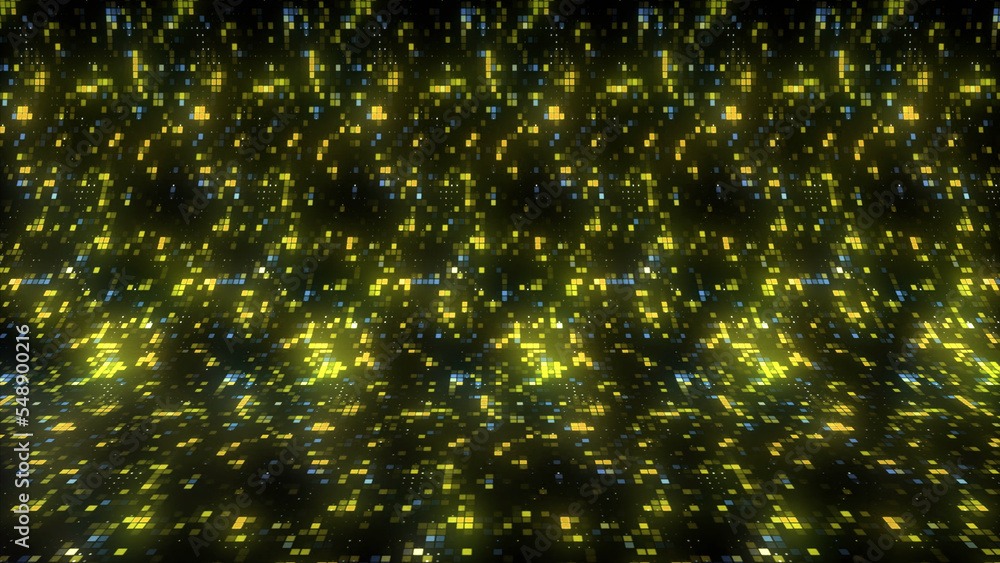 Aufkleber bright shimmering squares on modern background. motion. a lot of pixel squares glow in space. mosaic